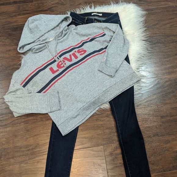 COPY - #19 Levi's Gray Cropped Hoodie Sweatshirt size XS - Picture 3 of 5